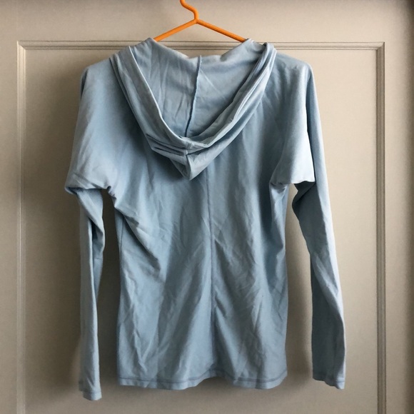 Prana light blue hooded micro fleece long sleeve shirt (medium) - Picture 2 of 5